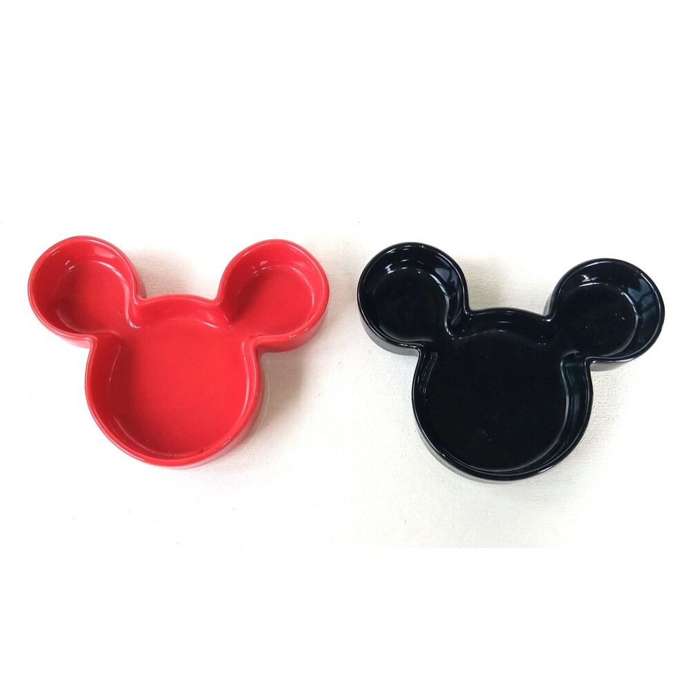 Disney Mickey Mouse Trinket Dish Jewelry Dish Ceramic Red and Black Set of 2